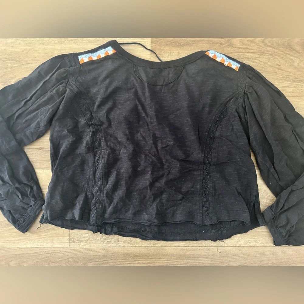 Free People Embroidered Boho Long Sleeve Top | Size S- EUC - Picture 8 of 9